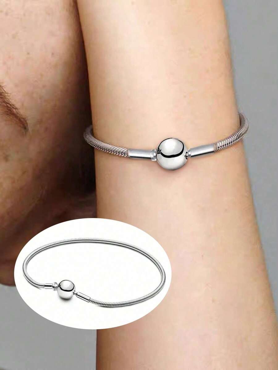 1 pieza Pulsera glamorosa de 17-21 cm de plata de ley 925 con cuentas redondas de 3 capas, regalo de aniversario para damas, joyería fina para mujer