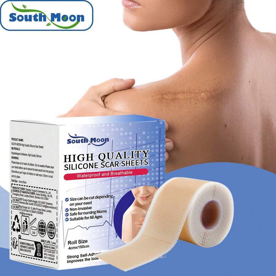 4 x 150cm Remendo de Silicone para Cicatrizes - Amaciar e Desvanecer Cicatrizes, Reduzir Vermelhidão, Folha Descartável de 12 Horas para Cicatrizes de Cesária/Cirurgia (Fácil Aplicação)