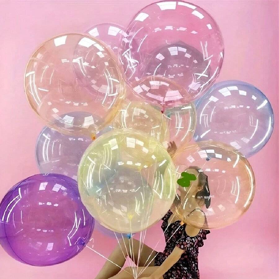 10pcs/Pack 18-Inch Bobball, Colorful Transparent Crystal Bobball, Random Color - Ideal For Wedding, Birthday Party Balloon Decorations, Summer Party Decor