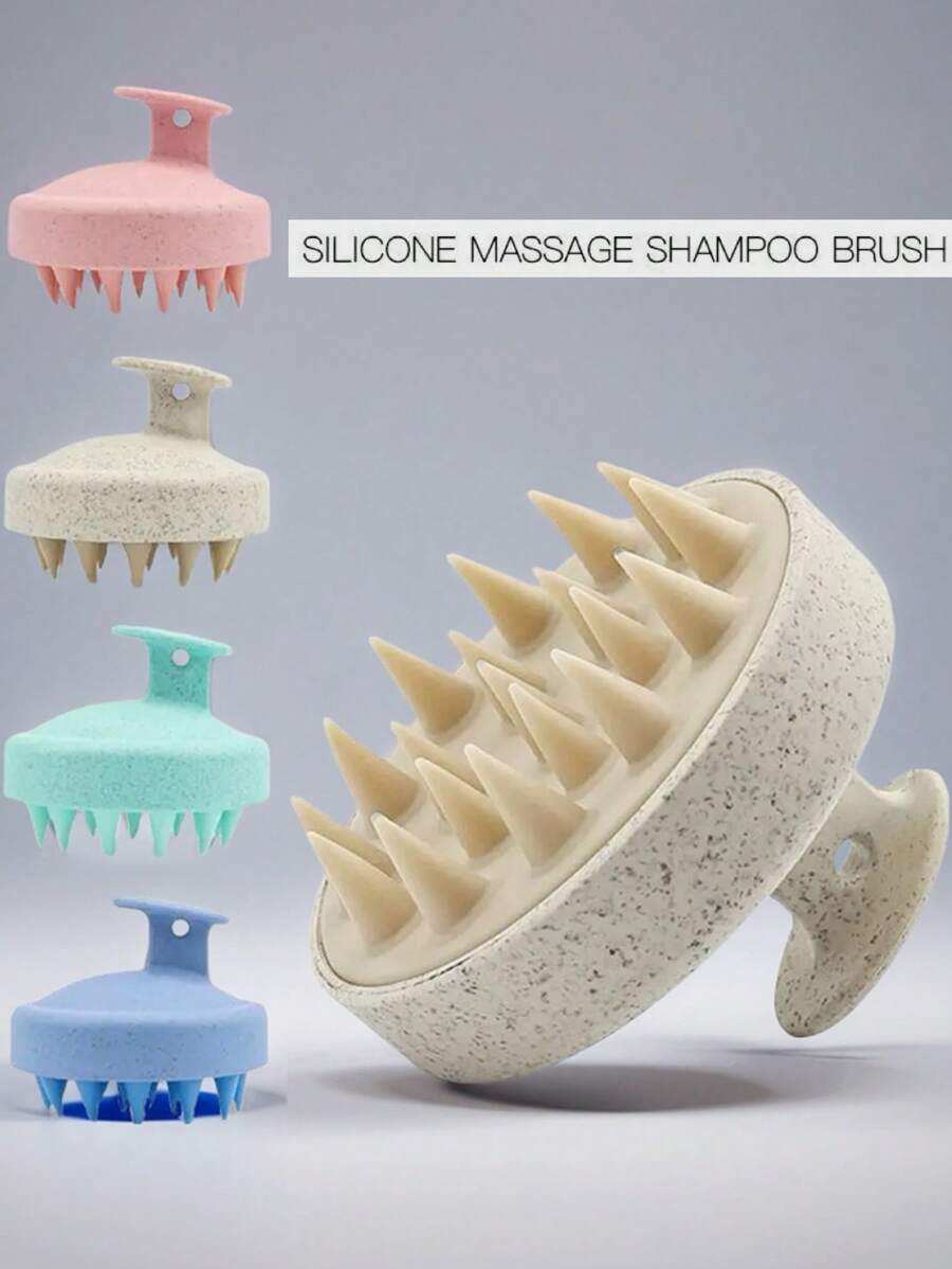 Strohbürste mit Zähnen zur Kopfhautmassage, multifunktionale runde Silikon Handkämme zum Haare waschen (geringfügiger Farbunterschied zwischen Bild und tatsächlichem Artikel)