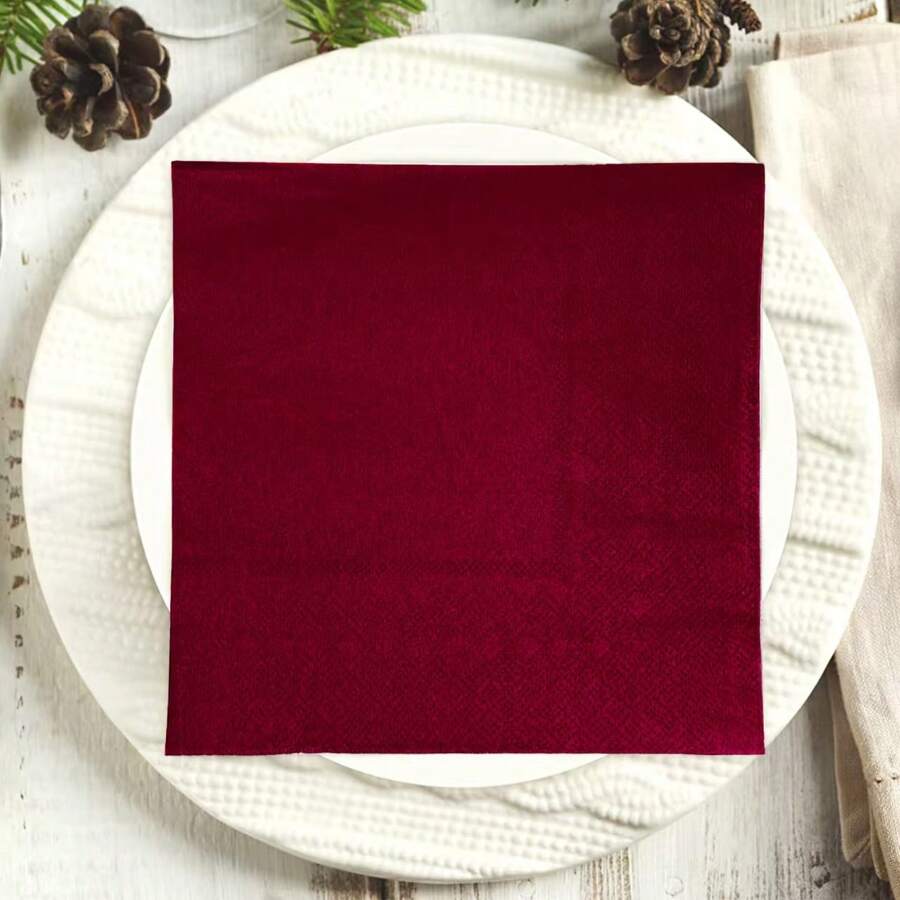 20 piezas/40 piezas/60 piezas Servilletas desechables de 2 capas de color burdeos suave, 33 cm * 33 cm, para fiesta de almuerzo de una sola vez, toallas de invitados, decoraciones, cumpleaños, aniversario de boda, fiesta de graduación
