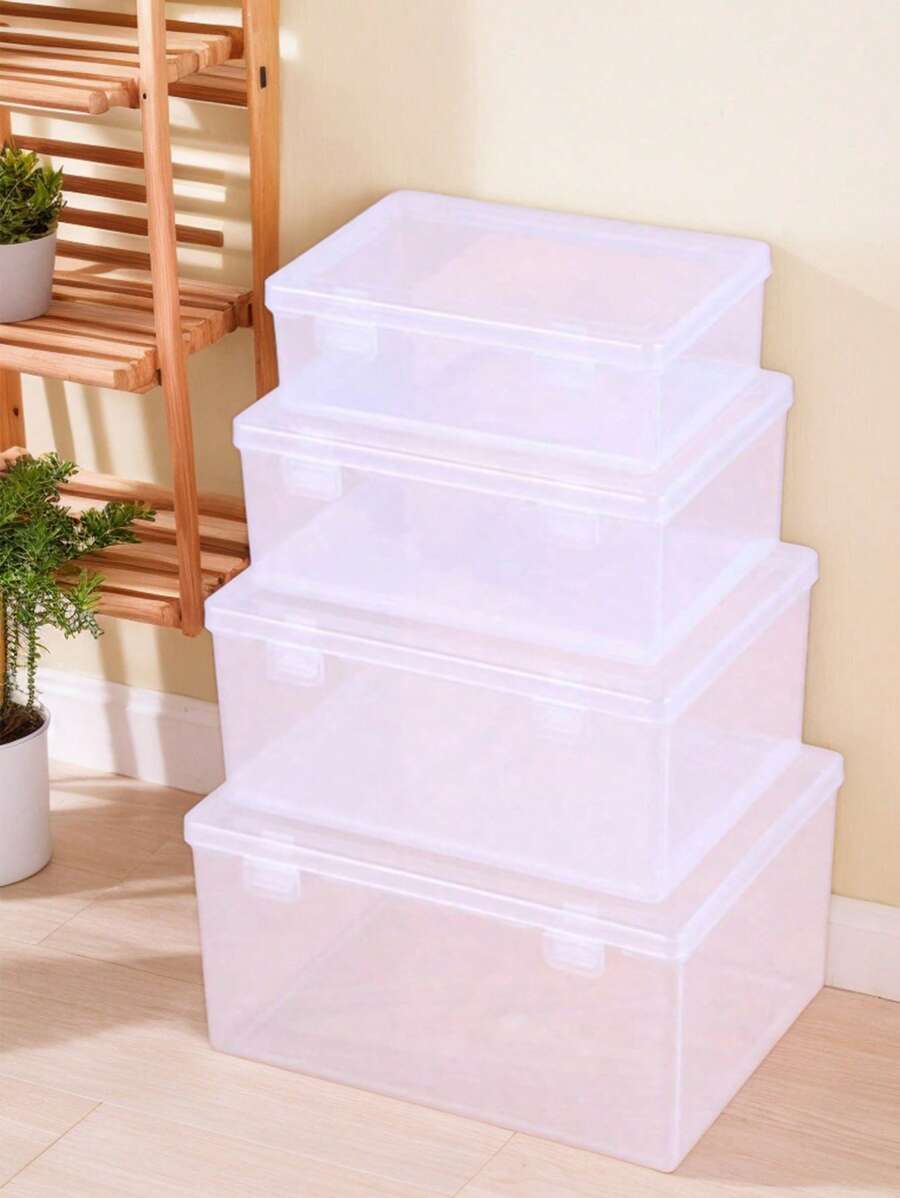 1pc Clear Snap-Open Portable Storage Box, Handy Small Items Organizer Box For Desktop, Dust-Proof And Dirt-Resistant, Travel Storage