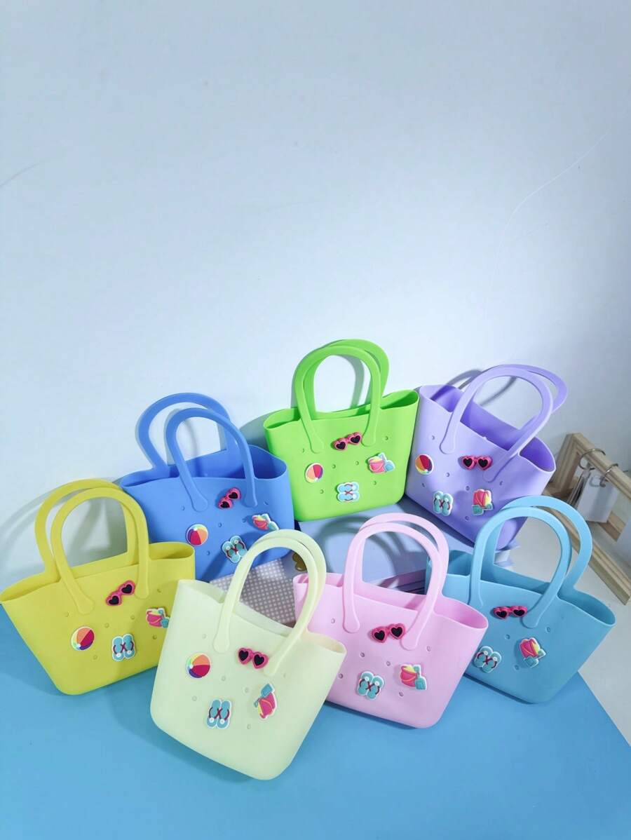1 Pezzo Nuova Decorazione Vita Marina Borsa Tote In Silicone Cava, Borsa Genitore-Bambino Fai Da Te, Borsa Telefonica Forata, Borsa Da Spiaggia, Borsa A Mano, Borsa Maternità, Adatta Per Uscite