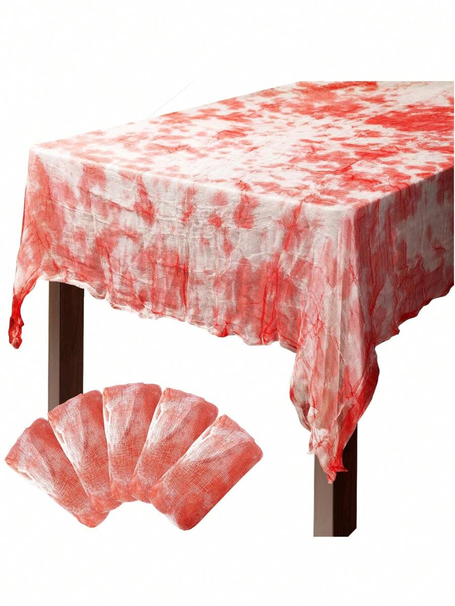 1/2pcs Halloween Bloody Gauze Tablecloth - 215.9cm X 152.4cm Bloody Handprint Rectangular Tablecloth - Scary Halloween Tablecloth Suitable For Hospital Halloween Decorations, Spooky Parties