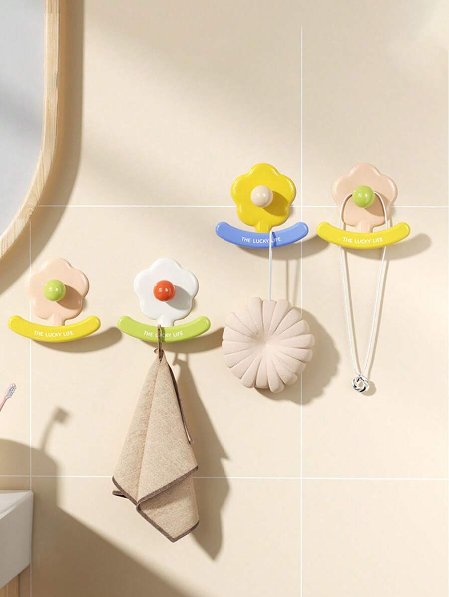 2PCs No-Drill Strong Adhesive Hook, Creative Wall Hanging Towel Storage Load-Bearing Adhesive Hook For Home Kitchen, Bathroom, Bedroom