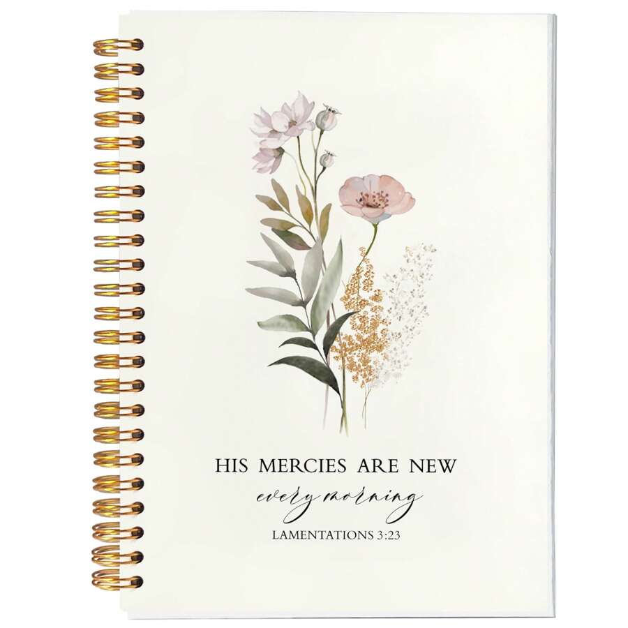1 Pc Christian Spiral Notebook, Women's Christian Notebook, Christian Floral Notebook, Morning Journal, "His Mercies Are New Every Morning", Bible Journal, 5.5 X 8.3 In, 50 Pages,School Supplies,Back To School