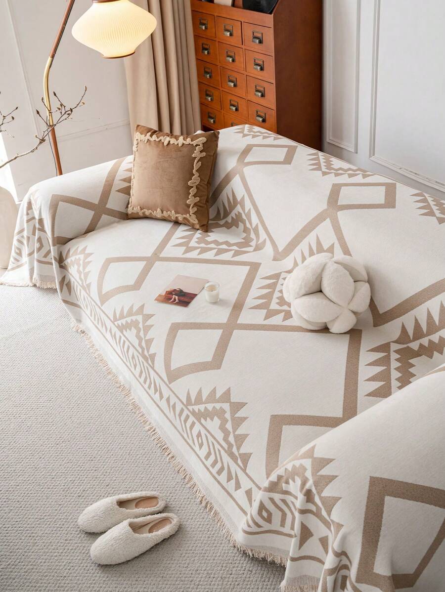 1 pieza Manta de sofá de chenilla estilo bohemio, antideslizante, lavable a máquina, apto para mascotas, adecuada para sofás de 1/2/3/4 plazas y conjuntos de sofás en forma de L, decoración del hogar para la sala de estar