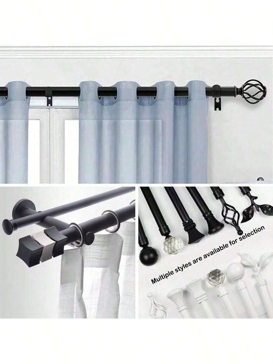Tringles à rideaux réglables, disponibles en plusieurs styles et tailles, design simple et élégant, convient pour la chambre à coucher, le salon et le patio extérieur, décoration murale de la maison, décoration de fenêtre, tringles à rideaux métalliques réglables avec supports, tringle à rideaux simple robuste, 48-63 pouces, 79-95 pouces, 142-158 pouces, 120-160 cm, 200-240 cm, 360-400 cm