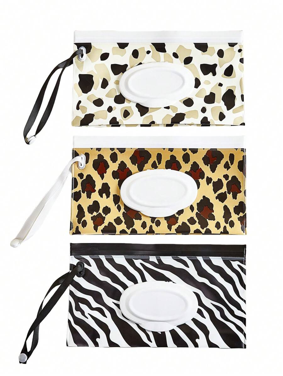Set de 3 bolsas portátiles para toallitas húmedas, dispensadores de bolsas para toallitas húmedas para bebé con tapa abatible para llevar, de color aleatorio
