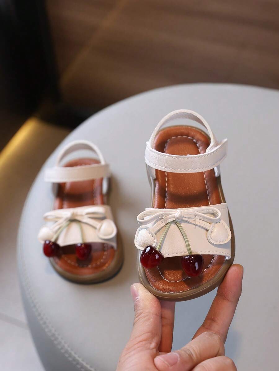 1 Pair Girls Bowknot Flat Sandals, Classic Fashion PU Lace-Up Lightweight Cute Infant/Toddler Sandals For Spring/Summer/Autumn/Winter
