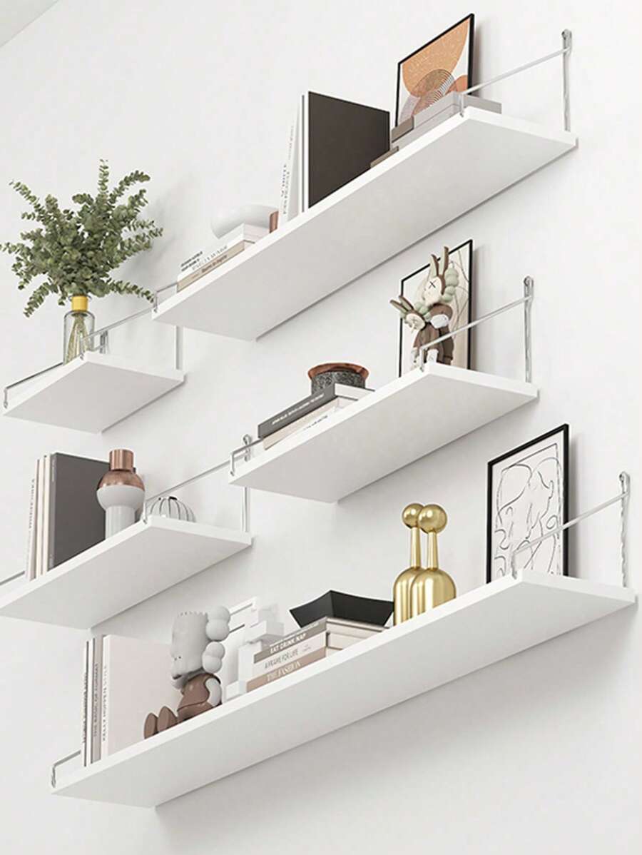 1pc Partition Wall Hanging Shelf, No Drill Needed Wall Mounted 1-Tier Storage Rack, Bedroom/Kitchen Wall Decor Hanging Shelf