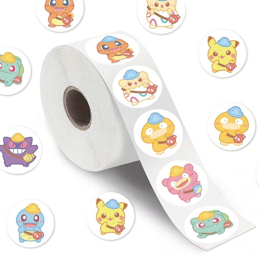 pokemon 500PCS/Roll Pokemon Cute Anime Cartoon Stickers Children Label Stickers Kawaii Toy Fun Game Tag DIY Gift Sealing Label Decoration Supplies,School Supplies,Back To School