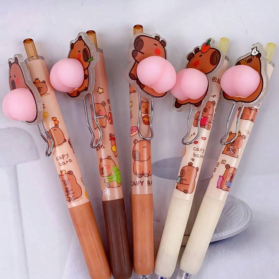 1pc Random Cute Panda Butt Squeeze Stress Relief Signing Pen, Adorable Highly Attractive Student Press-Type Ballpoint Pen Back To School