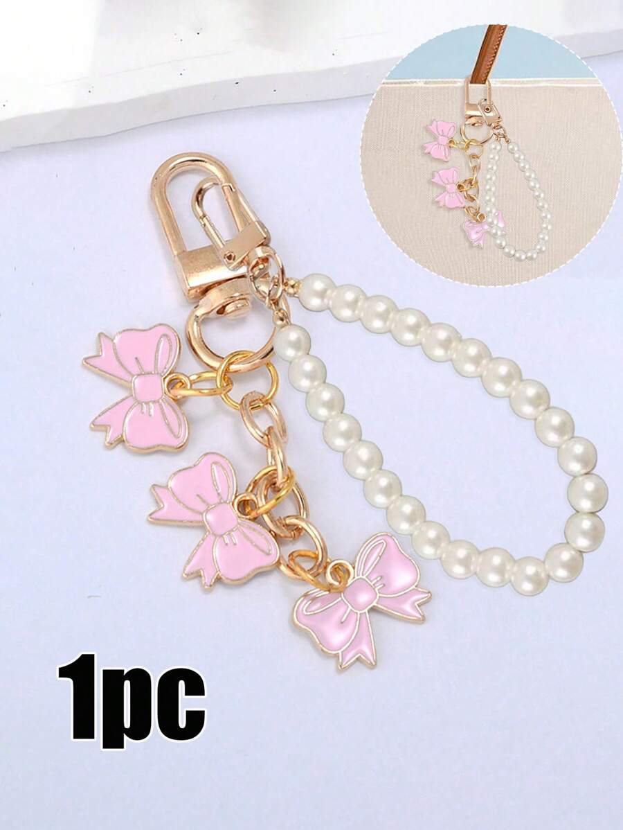 Elegant Bow Pendant With Pearl Pendant, Keychain Accessories Cute Keychain, Girls Wallet Bag Accessories, Perfect For Phone Cases, Cameras, Bags And Keychains,Going Out Clothing Accessories, Party Accessories, Gifts, Souvenirs,Gifts For Friends, Family, Girlfriends,Mother's Day Gift