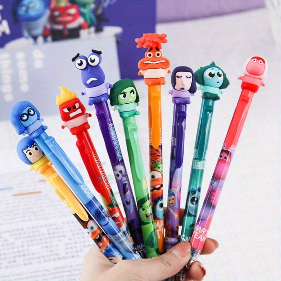 Sanrio 1-9pcs/(Random Style) Brain Agent Team Typesetting Agent Erasable Neutral Pen Cartoon Eraser Crystal Blue Pressure Pen Learning Stationery Supplies Back To School