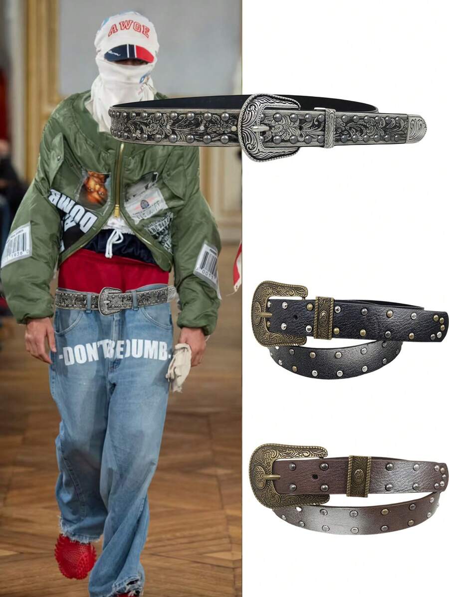 Fashionable, Individual, Retro Casual And Versatile Men's Gradient Color PU Leather Belt, Suitable For Spring, Summer, Autumn And Winter