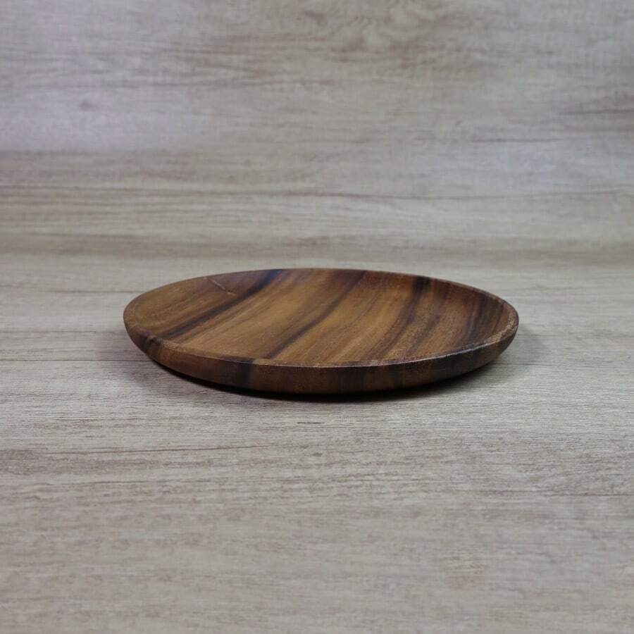 1pc Circular Wooden Tray, Rosewood Design, Fruit/Snack/Condiment Dish, Rustic Style