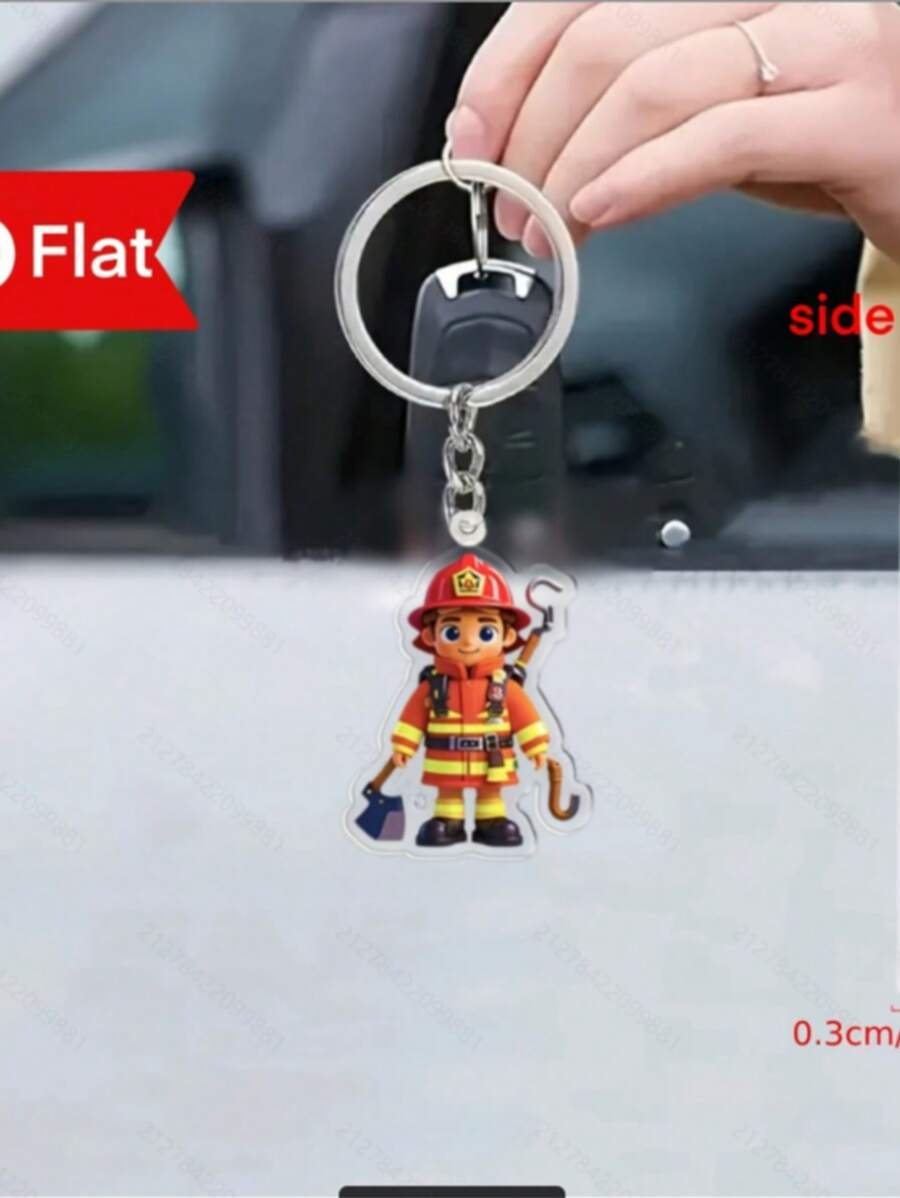 Chaveiro Acrílico Achatado 2D com design de Alarme de Incêndio e Bombeiro, Chaveiro Fashion Diário Feminino, Perfeito para Festa, Presente de Aniversário, Adequado para Chave de Carro, Pingente de Mochila, Acessório de Carro, Enfeite de Bolsa