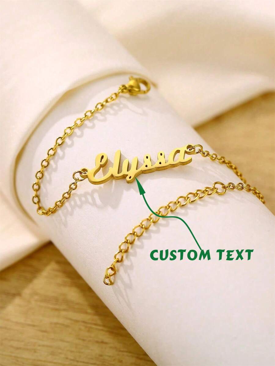 Customized Name Bracelets For Children Stainless Steel Chain Personalized Fashion Jewelry Best Gift ,Contracted,Simple,Casual,Old Money,Cuties,Custom,Personalized,Unique Ideal Gifts For Her Girlfriend,Mom,Family,Friends,Daughter For Anniversaries,For Valentine's Day,For Mother's Day,For Birthdays,For Graduation,For Daily Wear,For Weddings,For Prom
