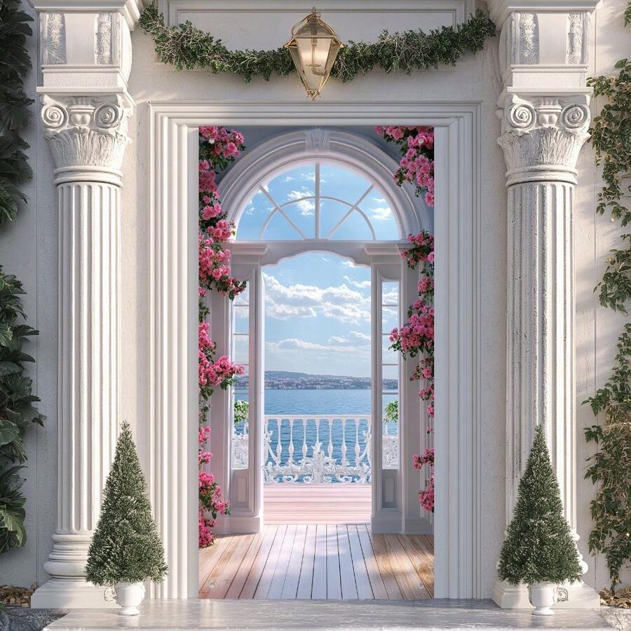 2D Doorplate: 1 Elegant Polyester Floral Doorplate - Reusable, No Need For Electricity, Versatile Indoor/Outdoor Decoration, Suitable For Parties, Weddings, And Events