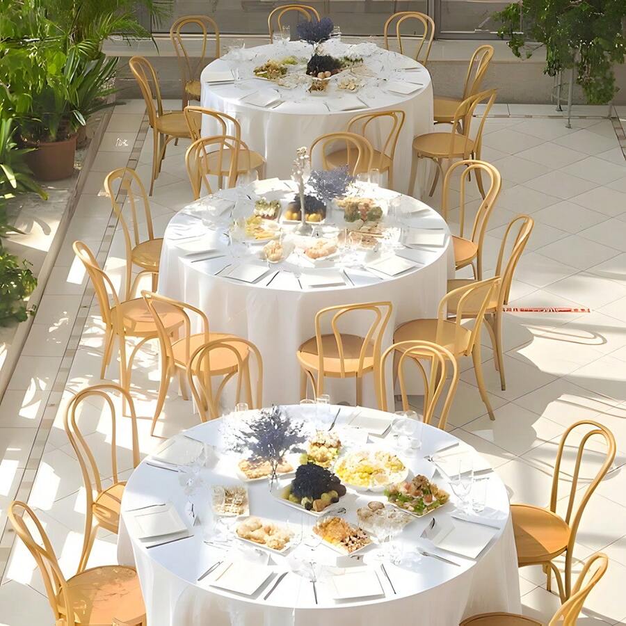 1 pezzo Semplice tovaglia rotonda bianca in tessitura piana, adatta per uso quotidiano e decorazione per matrimoni/San Valentino