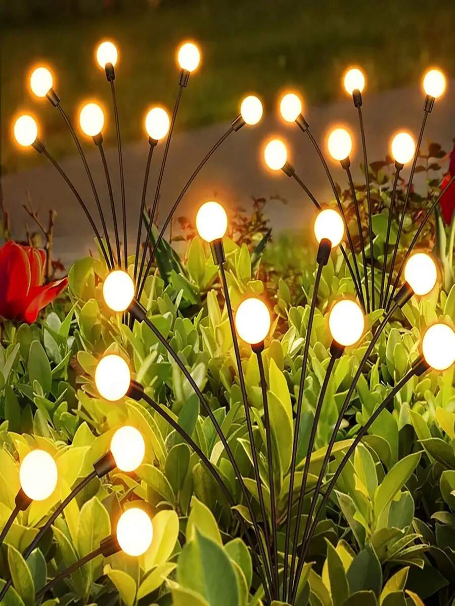 1PC 6/8/10Lights 18650-600mAh Solar Firefly Lights Outdoor Garden Decoration Landscape Lights Lawn Lights Suitable For Festive Decoration,LED Solar Firefly Lights For Courtyard Garden Decoration, Christmas Wind Swaying Firefly Ground Mounted Lawn Lights