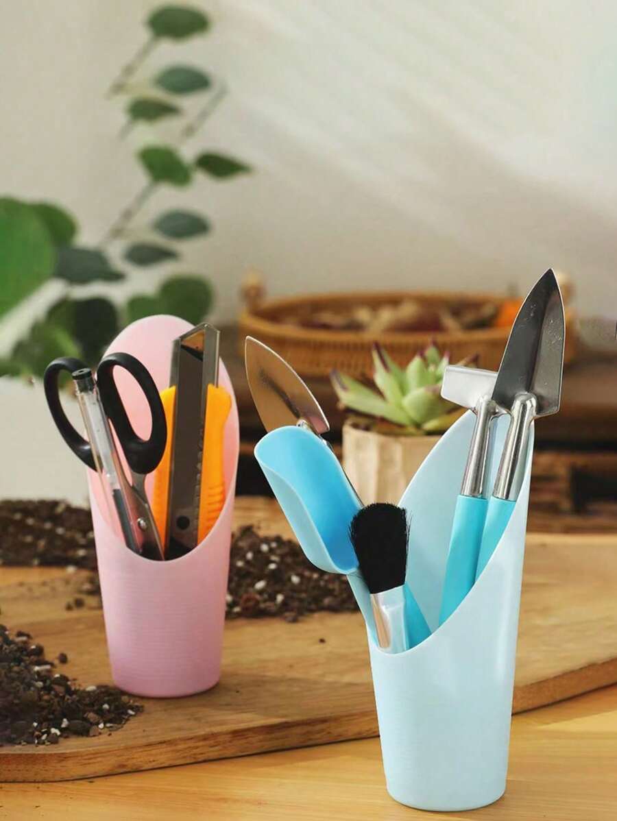 1pc Multi-Functional Durable Garden Potted Bucket Trowel, Pot Round Handle Soil Scoop, Succulent Plant Soil Shovel Garden Tool, Practical Garden Tool, Decorate Garden Tool, Can Be Used As Tool Storage Container,Multicolor Random
