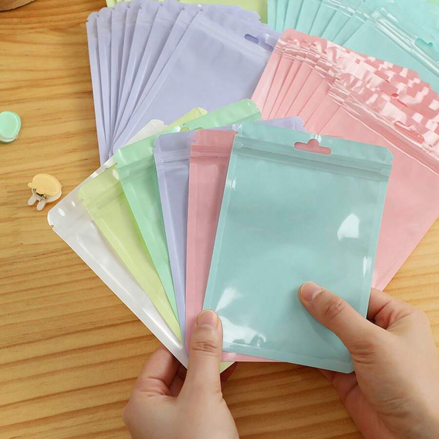 30pcs Macaron Color Self-Sealing Plastic Bags, Thicker Clear Colored Candy Bags, Sealing Pouches, Packaging Bags, Suitable For: Gift Wrapping, Valentine's Day Gift Packaging, Decorative Packaging, Storage Of Accessories, Sample Cosmetics, Office Supplies Back To School Valentine's Day