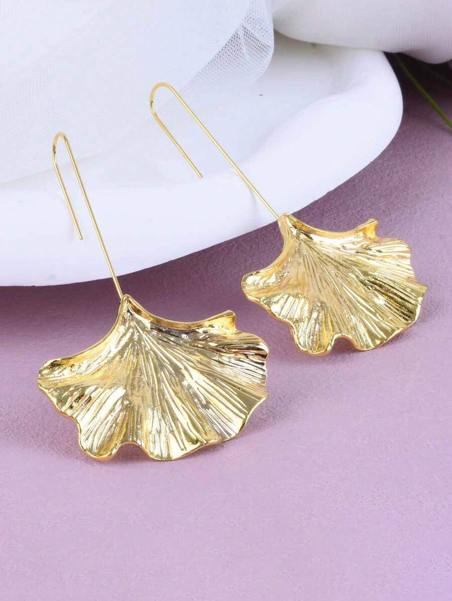 1 Pair Stylish Ginkgo Leaf Texture Earrings For Women – All-Season Fashion Jewelry For Daily Wear | Leaf Design, Perfect Best Friend Gift For Back-To-School, Halloween, Christmas, Valentine's Day & More, Casual Accessory