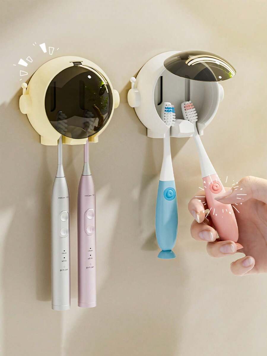 1 Pack Cute Astronaut Toothbrush Holder, Toothbrush & Toothpaste Holders,Astronaut Shape, No Drilling, Bathroom Wall-Mounted Toothbrush Storage Rack For Home, Hotel, Dormitory Back To School