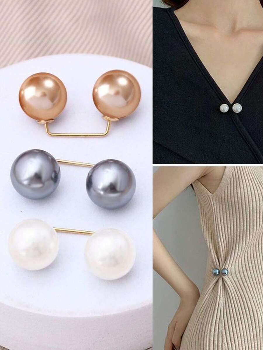 3 pezzi Spilla di perle antiscivolo per donna, per abiti, cinghie di vestiti e fissaggio in vita