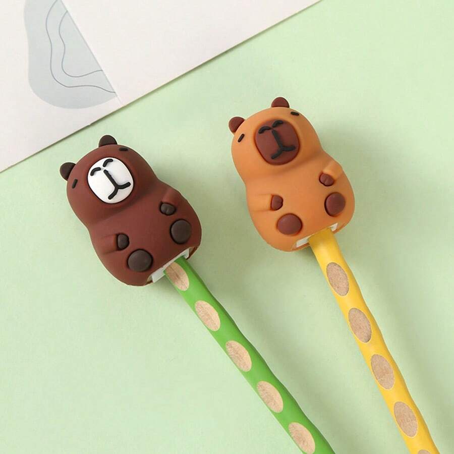 1 pieza Sacapuntas de lápiz con diseño de oso de dibujos animados, herramienta de afilado de lápices como premio para estudiantes