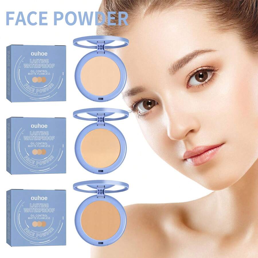 1 pieza Polvo de fijación compacto - Polvo compacto de cobertura duradera, sin transferencia y construible con niacinamida, extracto de lavanda y mica. Acabado suave y refinado, apto para uso con mascarilla, excelente resistente al agua