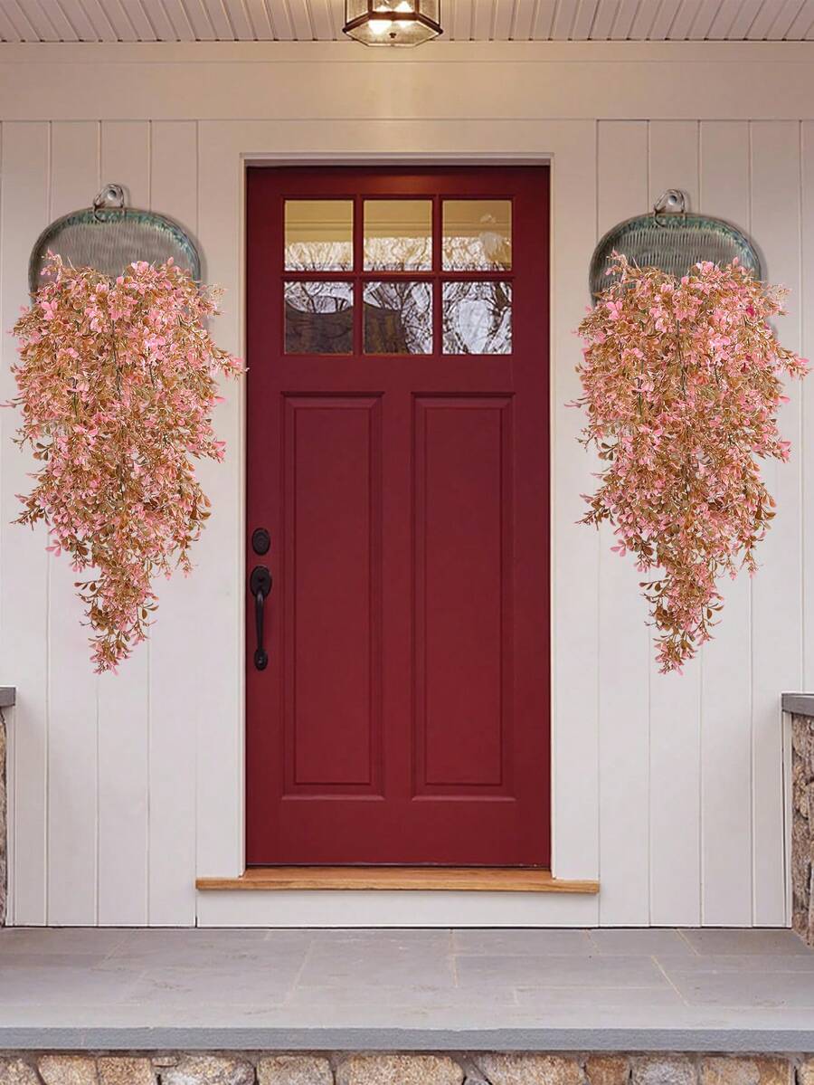 1PC/2PCS Artificial Suspension Plant Pink Series Plants Suitable For Wall Home Living Room Indoor And Outdoor Decoration