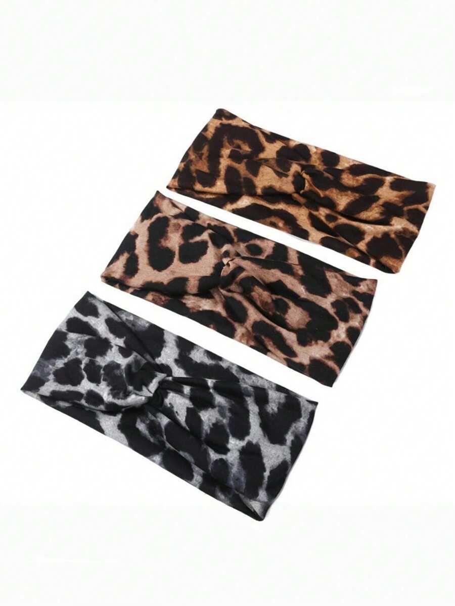 1 Stück extra breites elastisches Stirnband für Damen, Leoparden-Muster Turbankopftuch mit Knoten, Tierprint Haraccessoire für Mädchen, Große Größen Kopftuch für Yoga, Laufen, Training