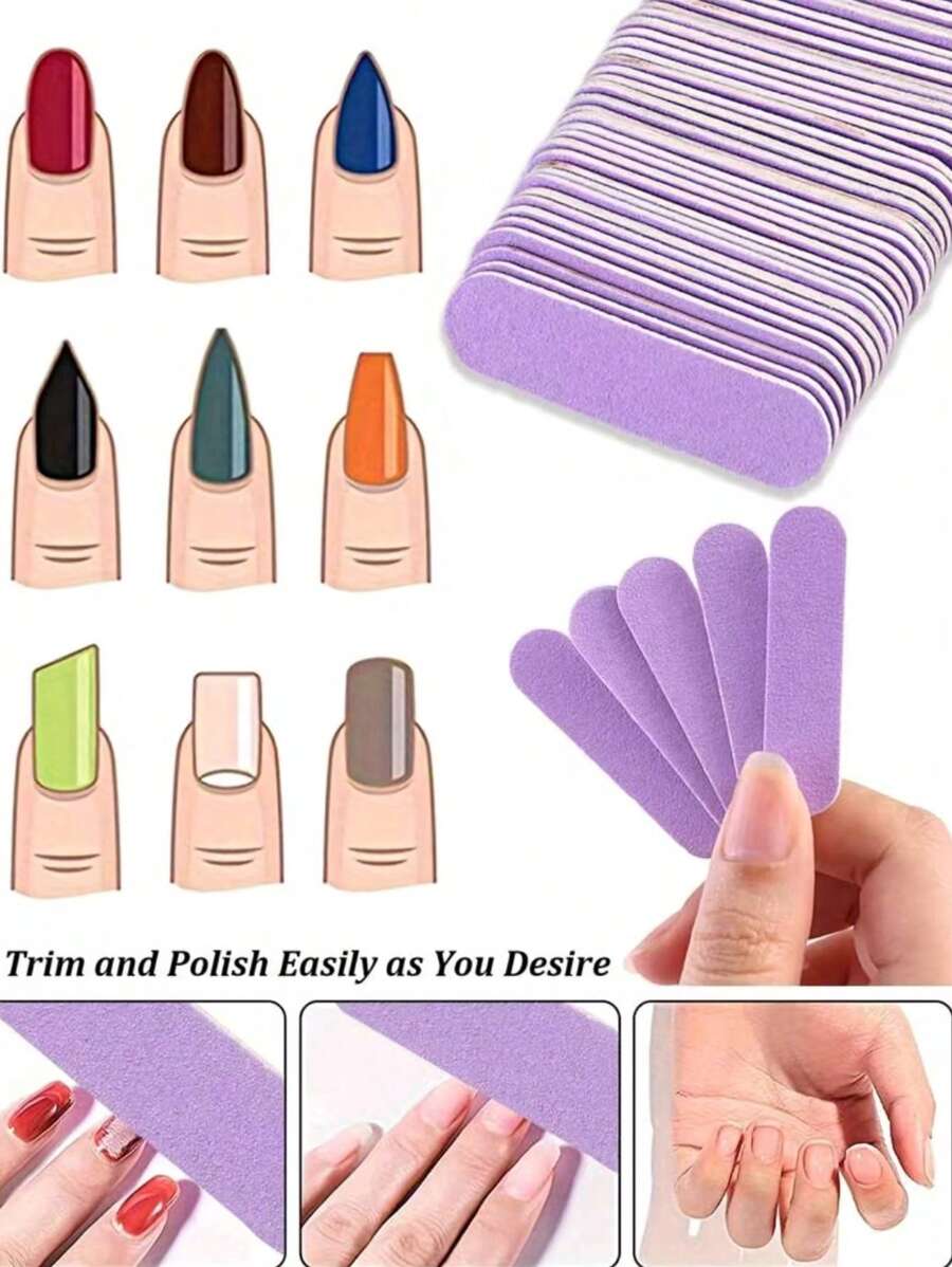 100 Mini Nail File, Double-Sided Nail Polisher, Lovely Female Nail Care Tools, Polishing File, Trimmer, Sandpaper, Polishing File, Nail File, Nail File Board, Nail Sand Block, File, Nail File Party Birthday Gift, Wedding Birthday Decoration