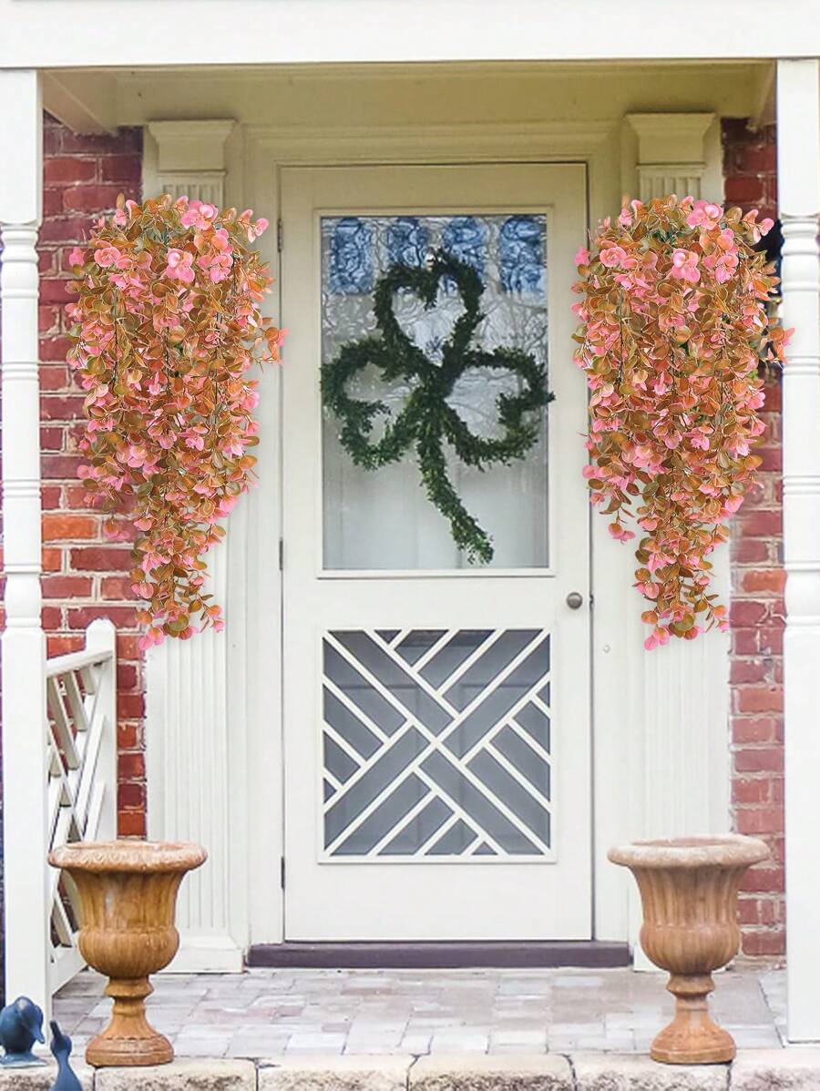1PC/2PCS Artificial Suspension Plant Pink Series Plants Suitable For Wall Home Living Room Indoor And Outdoor Decoration