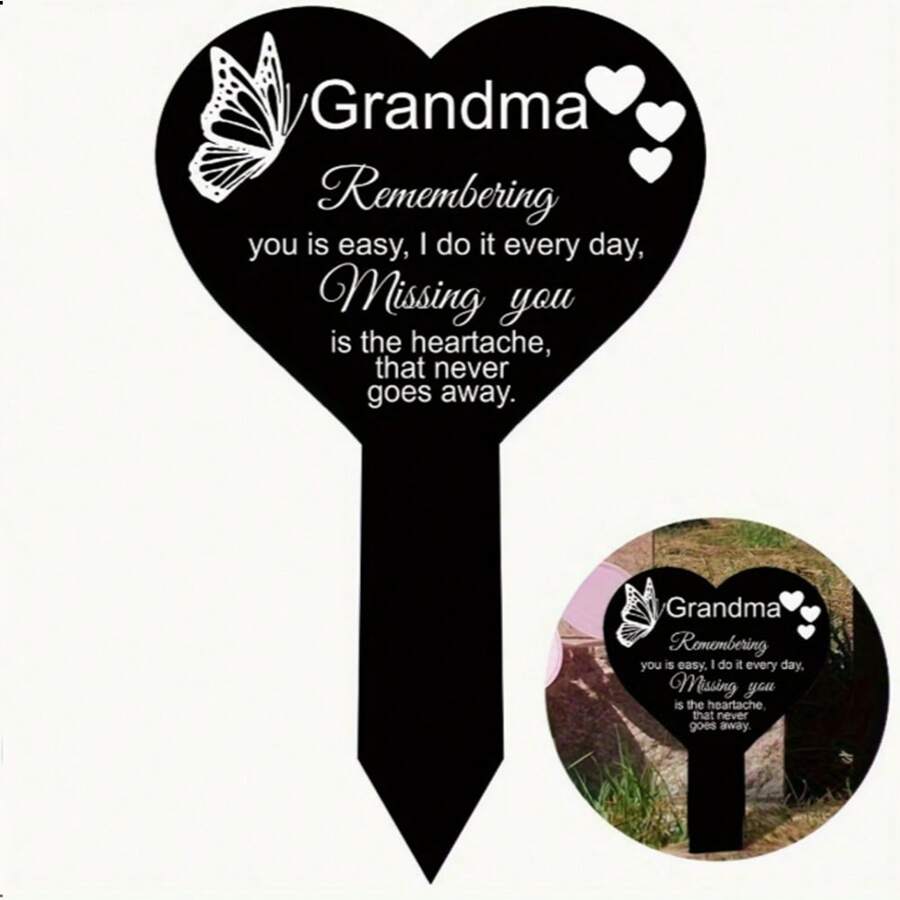 1 Piece, Grandmother Memorial Pile, Waterproof Acrylic Tombstone, Used To Commemorate The Deceased Grandmother, Suitable For Cemetery Memorial Gardens, Condolence Tombs, Outdoor Courtyard Decoration, Carving, Easy Ground Installation