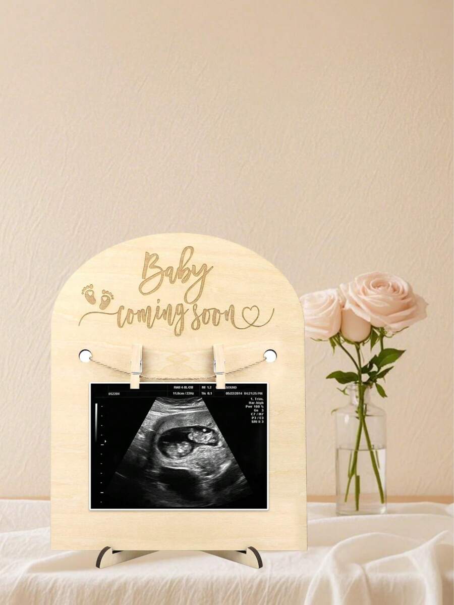 1 set Marco de fotos de madera para ultrasonido para el anuncio de embarazo o decoración del nacimiento del bebé, decoraciones familiares para baby shower, regalo de baby shower, regalo de Pascua, cosas para niñas/niños