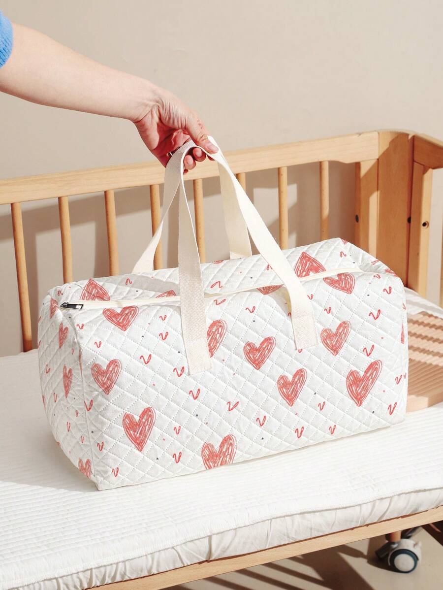 1 pezzo Borsa fasciatoio rosa con stampa di cuori carini per neonati, zaino di maternità con grande capacità per pannolini, biberon, salviette, borsa da viaggio leggera, regalo per mamme