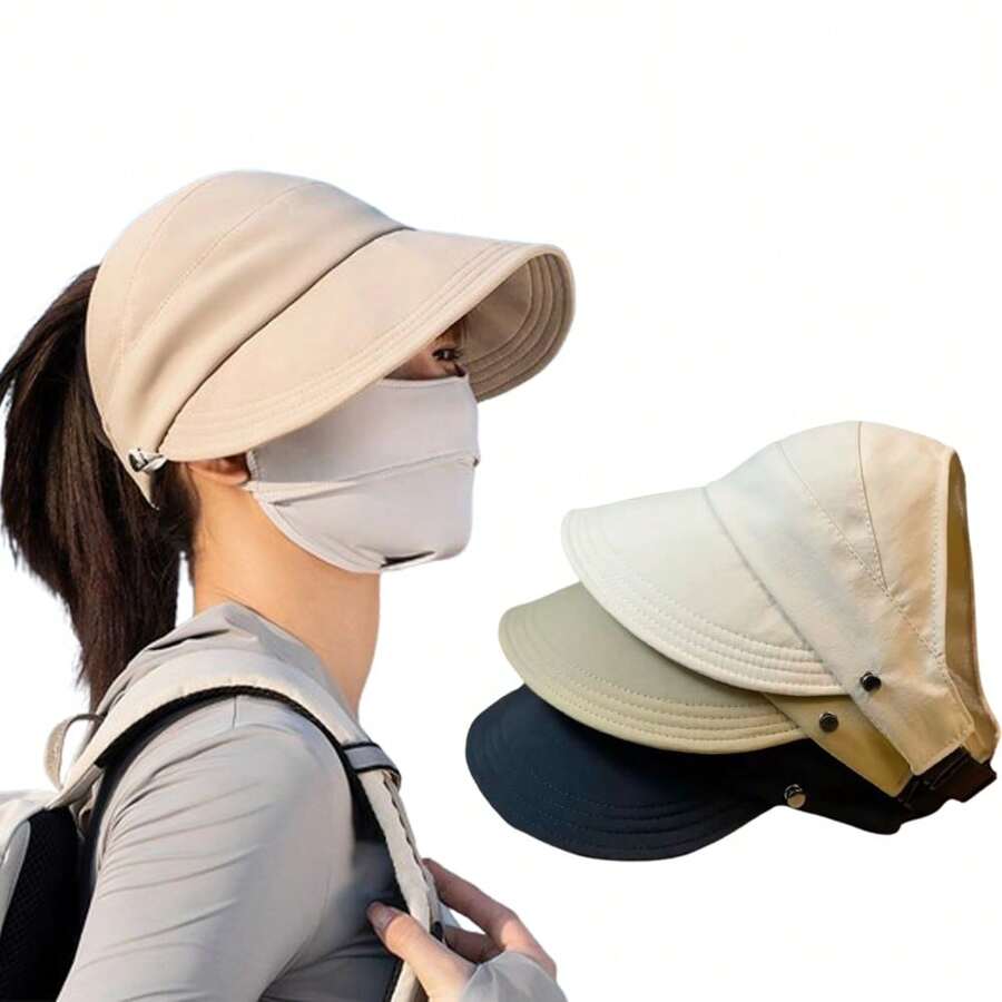 1pc Summer Women's Large Brim Empty Top Sun Hat, Foldable Quick Dry Summer Beach Women's Outdoor Hollow Top Widened Brim Baseball Cap Peaked Cap Beach Essential