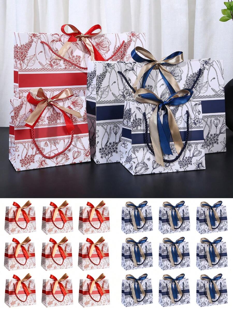 High-End Handbag With Ribbon Candy, Grocery Bag,Return Gift Bag Holiday Gift Packaging Paper Bag,Gift Bags,Printed Gift Packaging Bag, Bow Ribbon Gift Bag, Clothing Shopping Bag, Companion Handbag For Gifts,Reusable Shopping Bag,Home New Arrival Summer Cooling,Beach,Travel