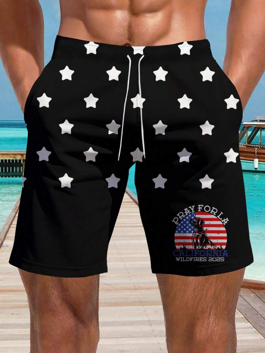 Men's Hawaiian Style 3D Print Casual Beach Shorts - Quick Dry, Drawstring Waistband, Perfect For Summer Outings