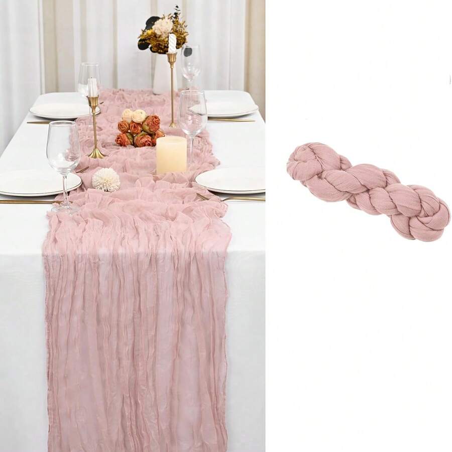 1 PC Table Runner Rust Gauze Rustic Cheesecloth For Wedding Boho Bridal Shower Birthday Thanksgiving Party Christmas Decoration
