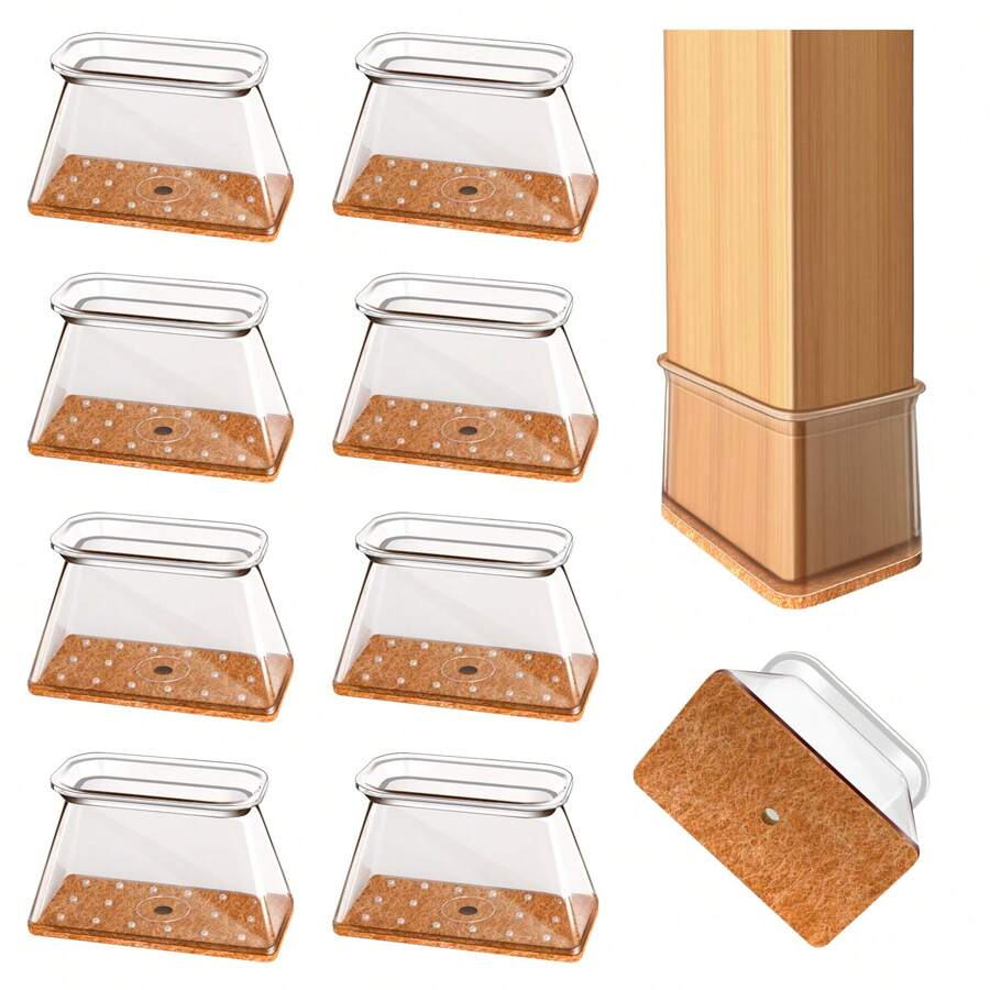 8/16pcs Chair Leg Floor Protectors, Silicone Felt Chair Leg Caps Cover Furniture Pads For Hardwood Floors, Furniture Sliders For Chair Legs