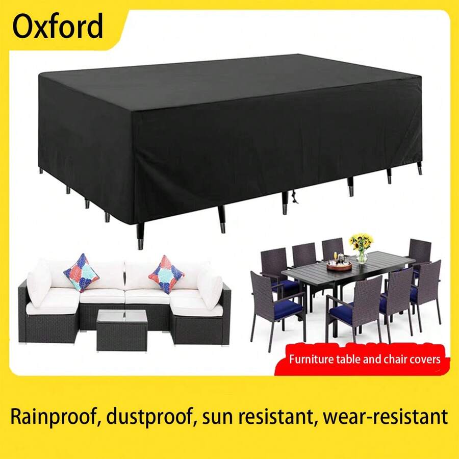 1pc Black Furniture Cover, Made Of Oxford Cloth, Water-Resistant, Suitable For Outdoor Patio And Indoor Furniture, Keeps Furniture Clean And Tidy