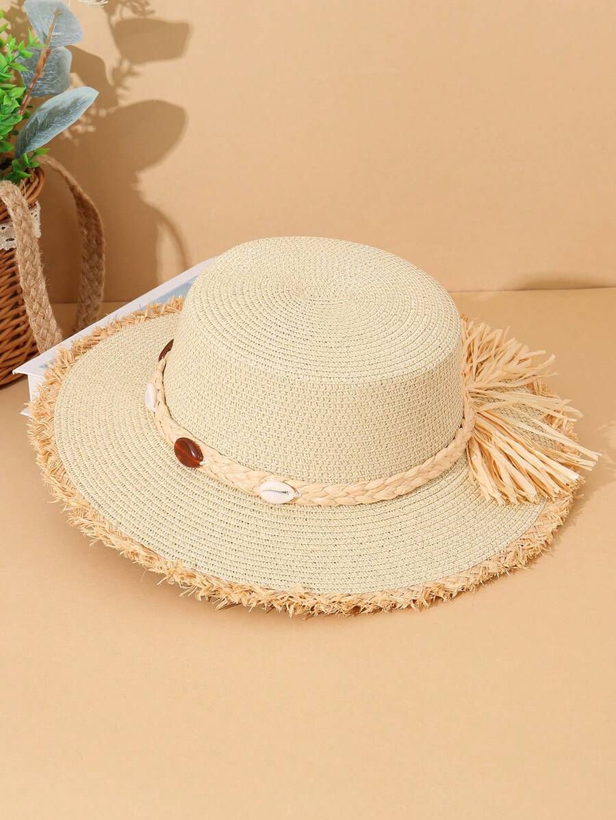 1 Stück modischer Sommerhut aus Stroh, Strand, Urlaubsvisier, Sonnenschutz