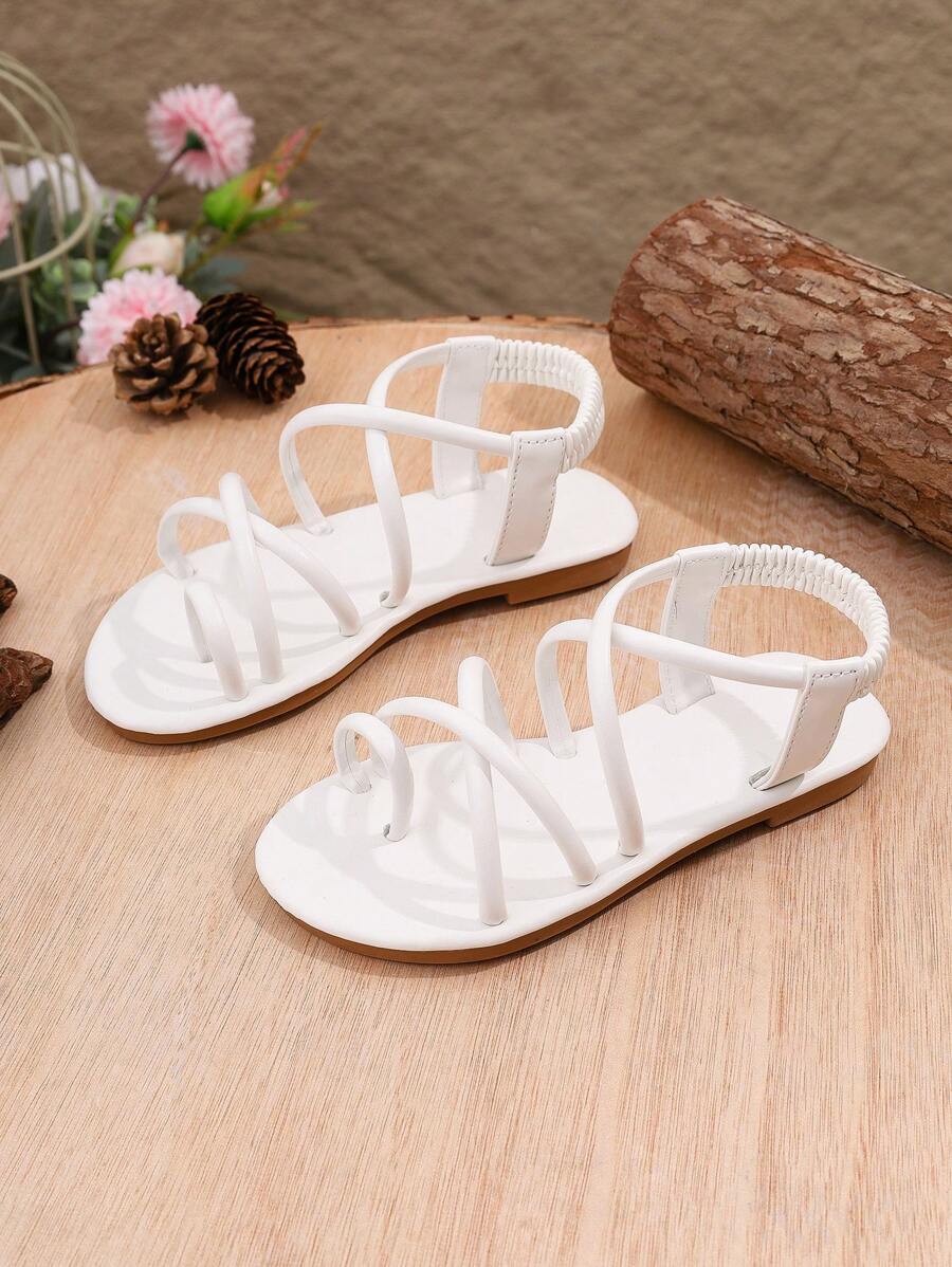 Sandalias de playa de moda 2025 de verano, cómodas y antideslizantes con puntera redonda, elástica y hebilla para niñas