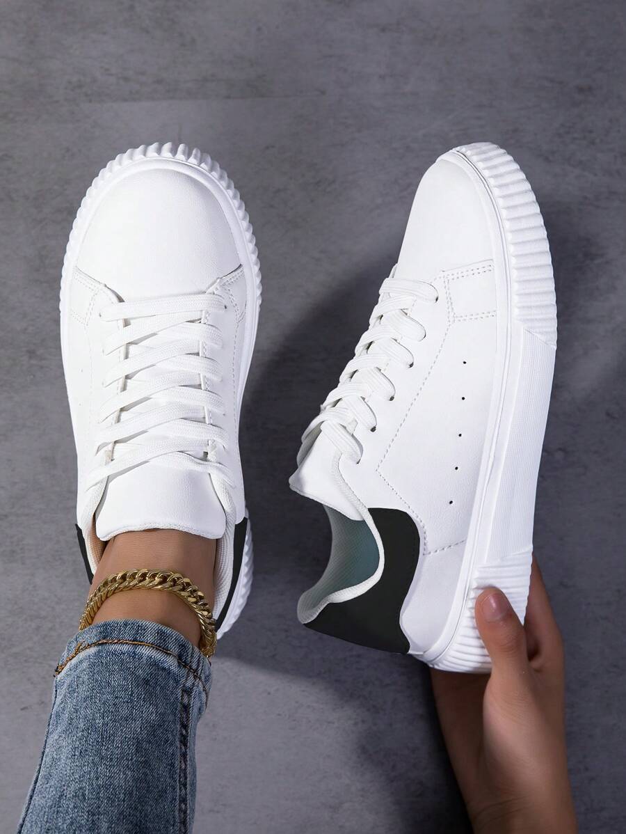 scarpi sportivi casual con lacci da donna, punta tonda, basse, traspiranti, stile campus, polivalenti, leggere, scarpe da skateboard casual con lacci