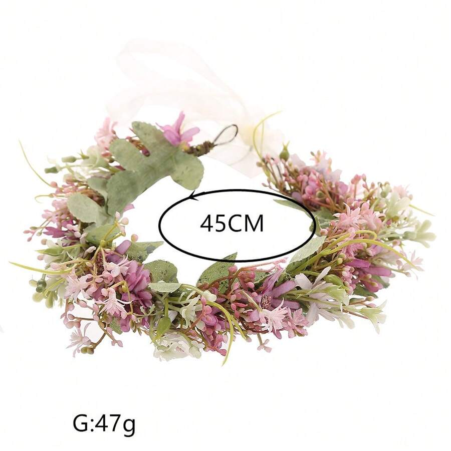 1 pieza Corona de flores estilo bohemio Guirnalda diadema floral, para boda y ocasiones, para vacaciones junto al mar